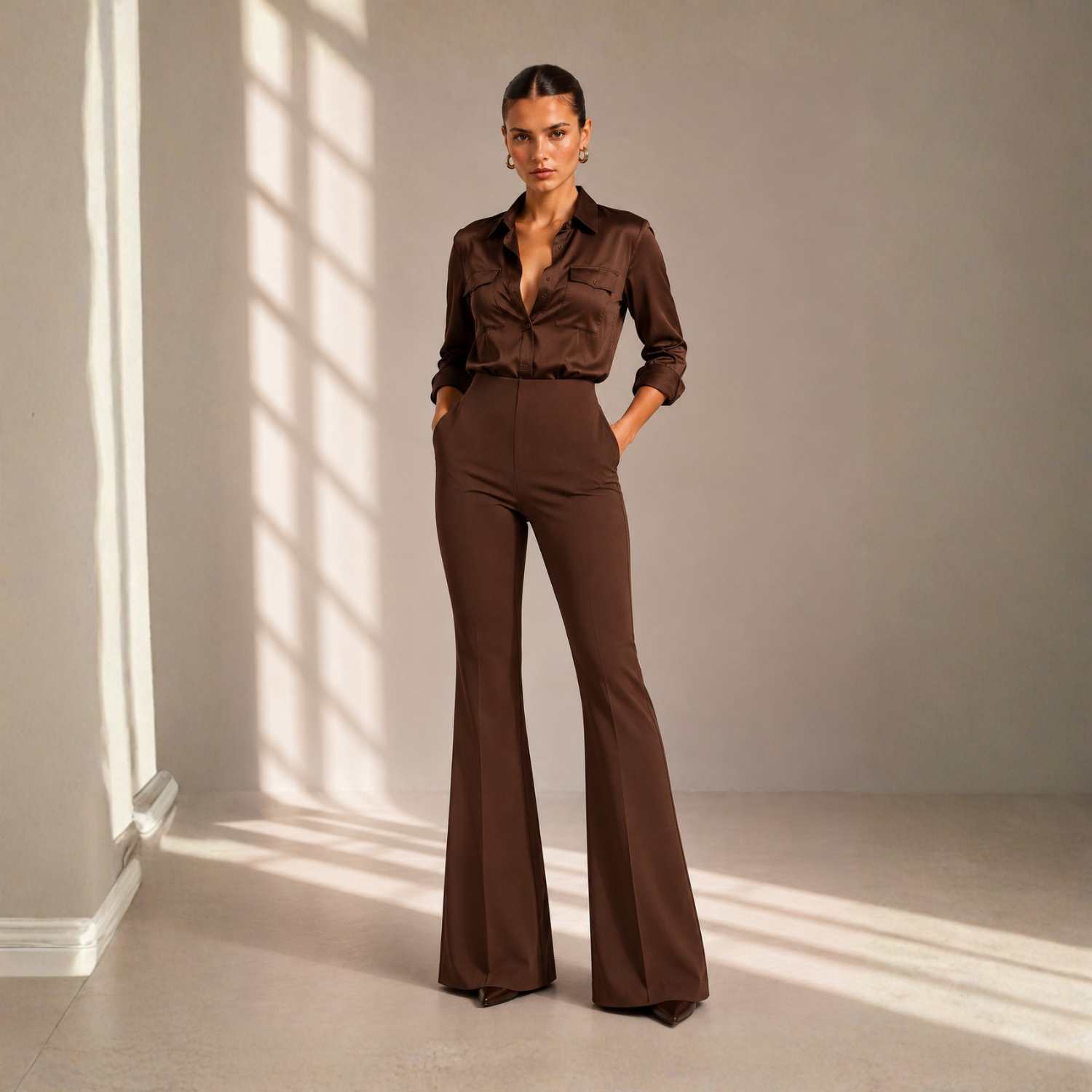 Sculpted Brown Flare Pant — alternate view